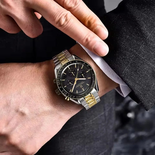 Montre Chronographe Homme Or – Quartz VK63, Verre Saphir Anti-Reflet