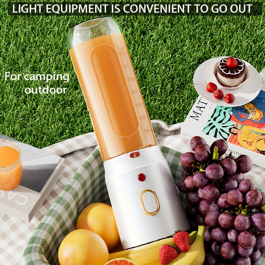 Mini blender portable rechargeable USB Blinder, 1 pièce, 450 ml, avec 2 gobelets inclus, sans fil et facile à transporter, livré avec un couvercle de gobelet sport en bonus, format individuel idéal pour les smoothies et les milkshakes.