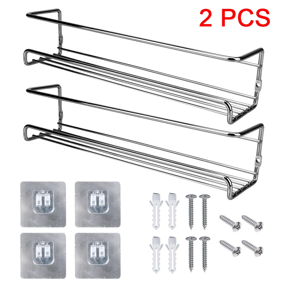Organisateur de cuisine - Lot de 2 étagères métalliques suspendues pour la maison ou le restaurant - Étagère murale pour pots à épices - Support à une seule couche