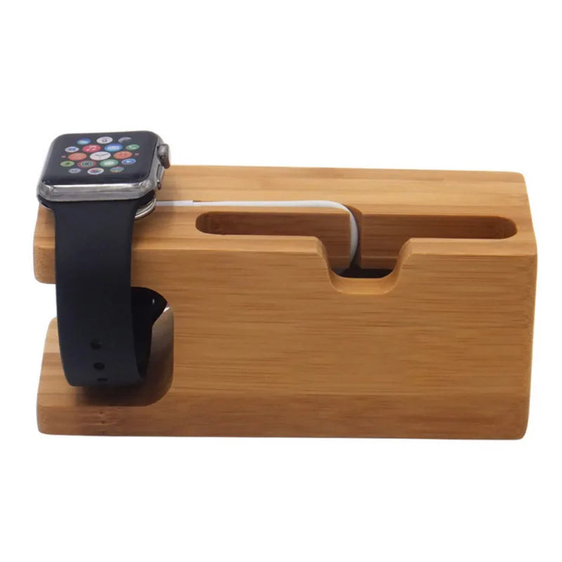 Station de charge pour Apple Watch, support de téléphone, base en bois, chargeur pour Apple Watch, iWatch et iPhone, bambou