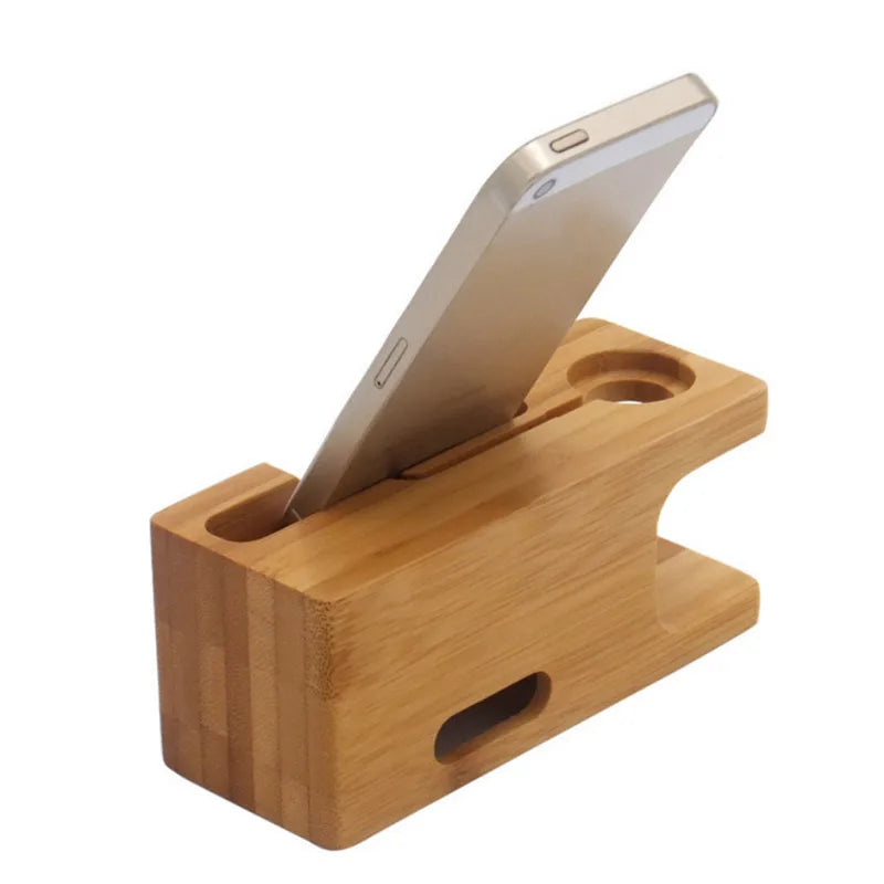 Station de charge pour Apple Watch, support de téléphone, base en bois, chargeur pour Apple Watch, iWatch et iPhone, bambou