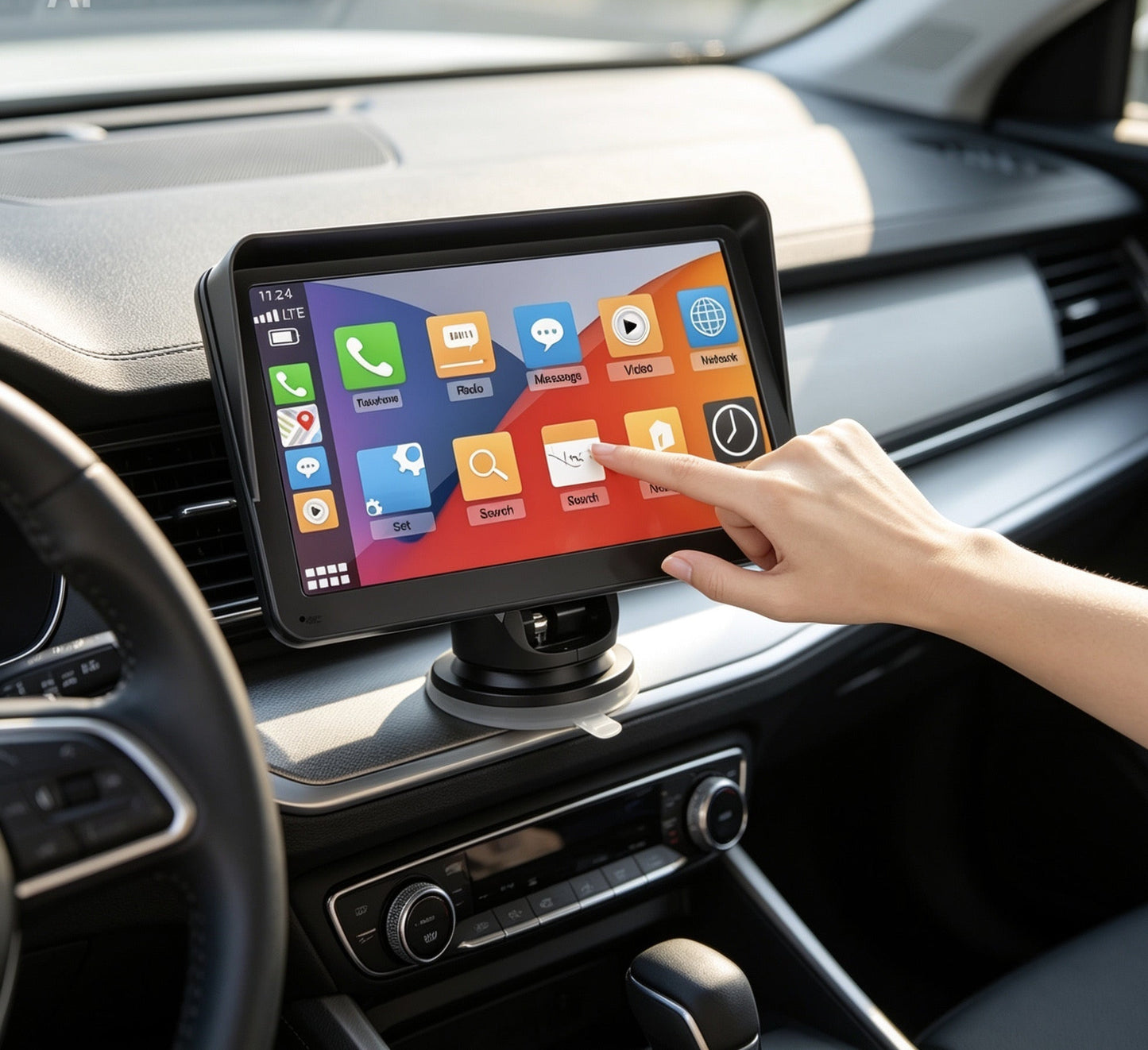 Écran CarPlay Portable 7” HD – Apple CarPlay & Android Auto Sans Fil, Bluetooth, GPS, Écran Tactile pour Voiture