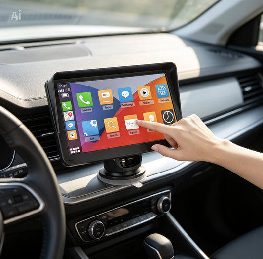 Écran CarPlay Portable 7” HD – Apple CarPlay & Android Auto Sans Fil, Bluetooth, GPS, Écran Tactile pour Voiture