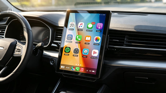 Autoradio écran universel 7/8/9" pour rétroviseur, orientation portrait, compatible CarPlay sans fil et Android Auto, lecteur multimédia vidéo