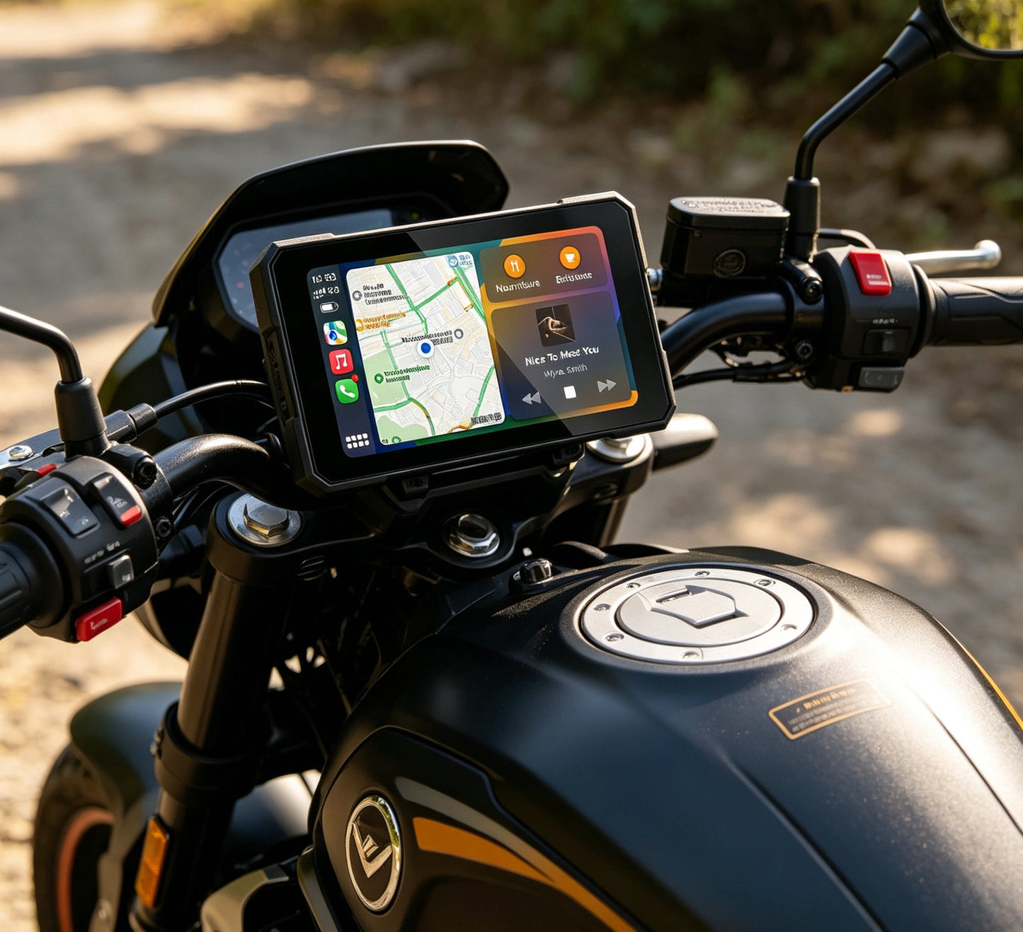 Écran Moto GPS 5” Sans Fil CarPlay & Android Auto – Tableau de Bord Numérique Portable, Navigation GPS, Écran Amovible Étanche pour Moto