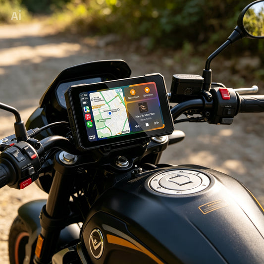Écran Moto GPS 5” Sans Fil CarPlay & Android Auto – Tableau de Bord Numérique Portable, Navigation GPS, Écran Amovible Étanche pour Moto