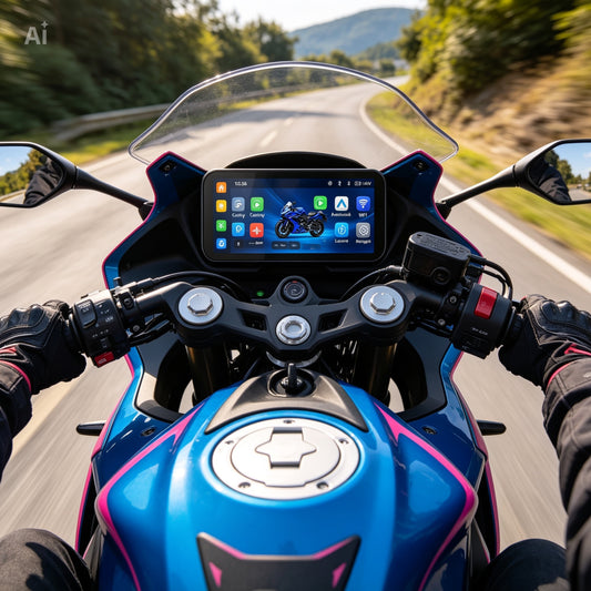 GPS Moto 6,25" avec CarPlay & Android Auto Sans Fil – Écran Étanche IP67, DVR Caméra Enregistreur, WiFi, Navigation Moto