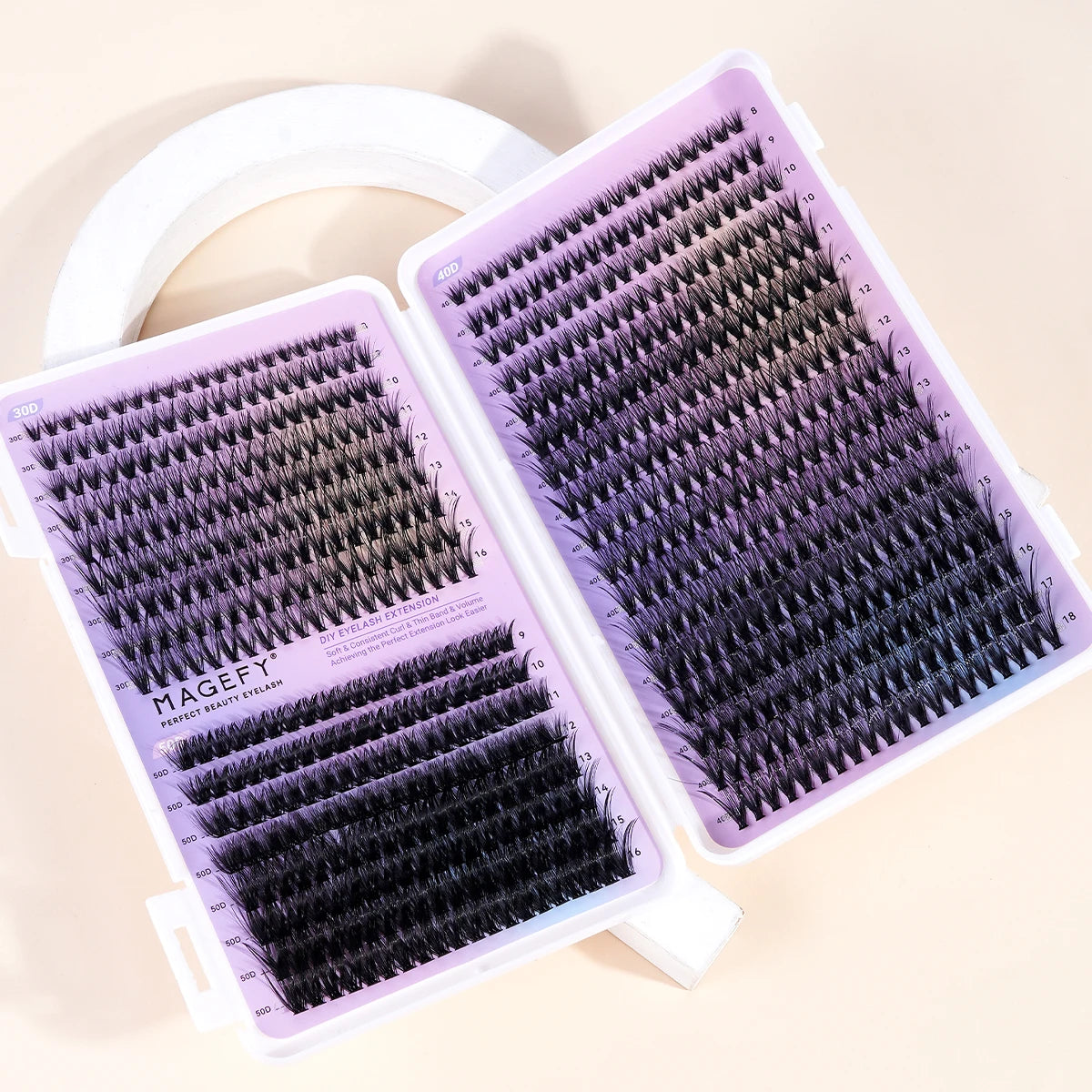 Kit d'extensions de cils MAGEFY à faire soi-même : 800 extensions de cils en touffes de 80D/100D, cils individuels fins (9-18 mm).