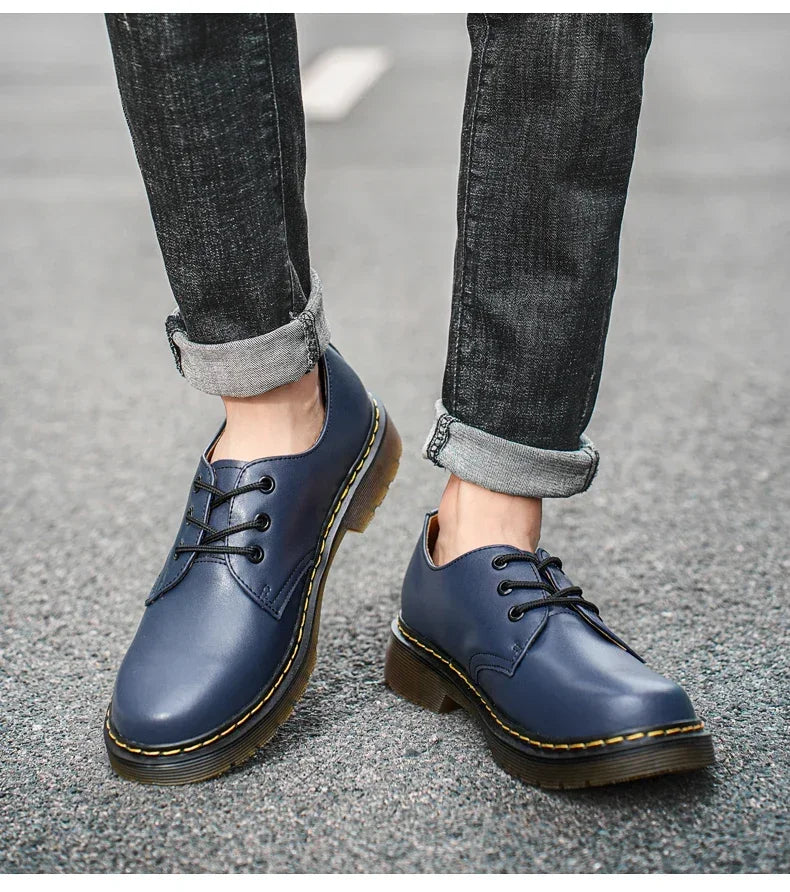 Chaussures homme tendance en cuir véritable, chaussures unisexes décontractées, mocassins plats respirants et antidérapants pour l'extérieur.