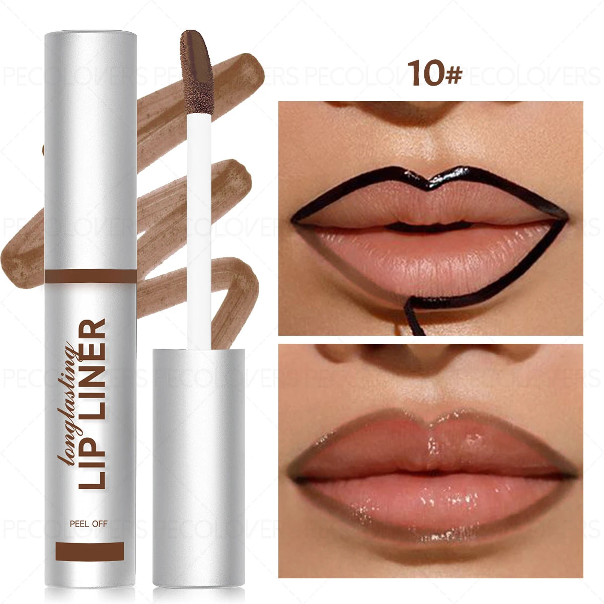 Gloss à lèvres mat peel-off (1 pièce) - Teinte à lèvres longue tenue et résistante à l'eau, disponible en nuances rouge-brun sexy pour toutes les carnations beige clair.