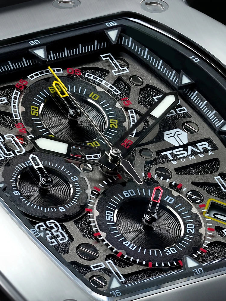 Montre Tonneau Luxe Homme – Acier Inoxydable Étanche