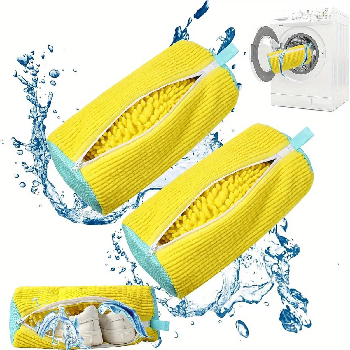 Sac de lavage de chaussures, 1/2 pièces, sac à linge en coton, fermeture à glissière, sac de nettoyage de chaussures, sac à linge amical, sacs de séchage