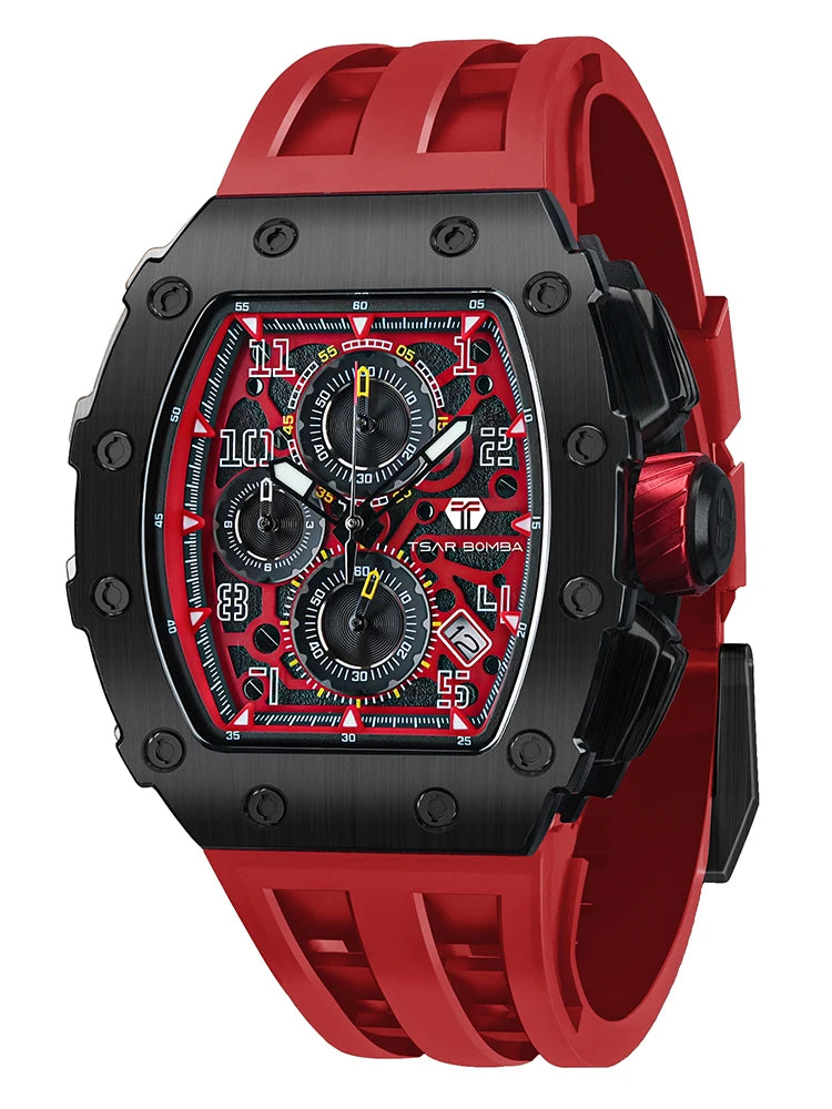 Montre Tonneau Luxe Homme – Acier Inoxydable Étanche