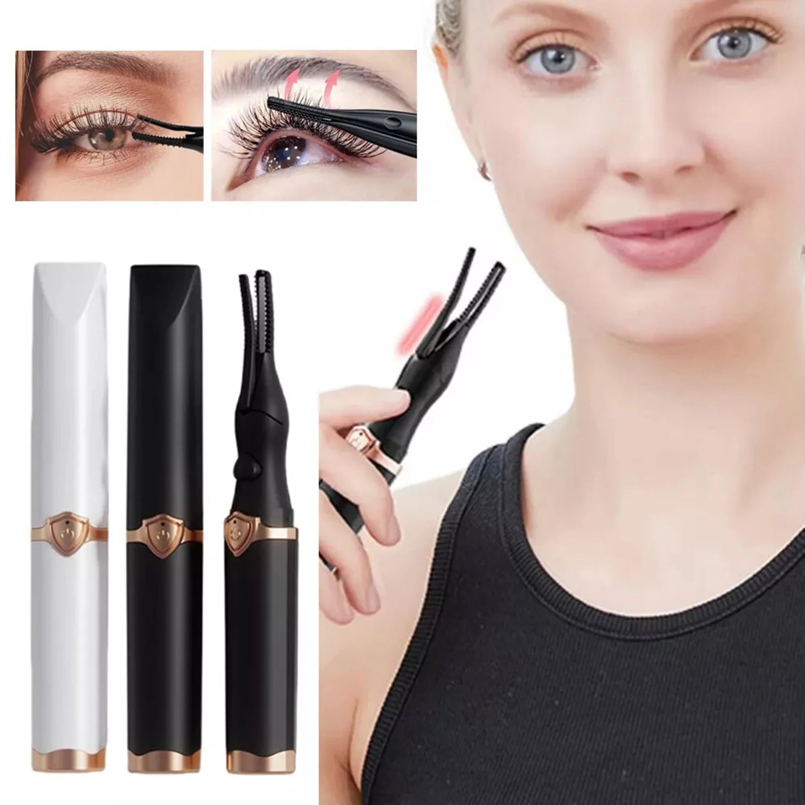 Recourbe-cils chauffants pour femmes, mini outil rechargeable USB pour une finition parfaite et un recourbement naturel des cils.