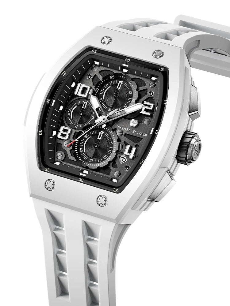 Montre Tonneau Luxe Homme – Acier Inoxydable Étanche