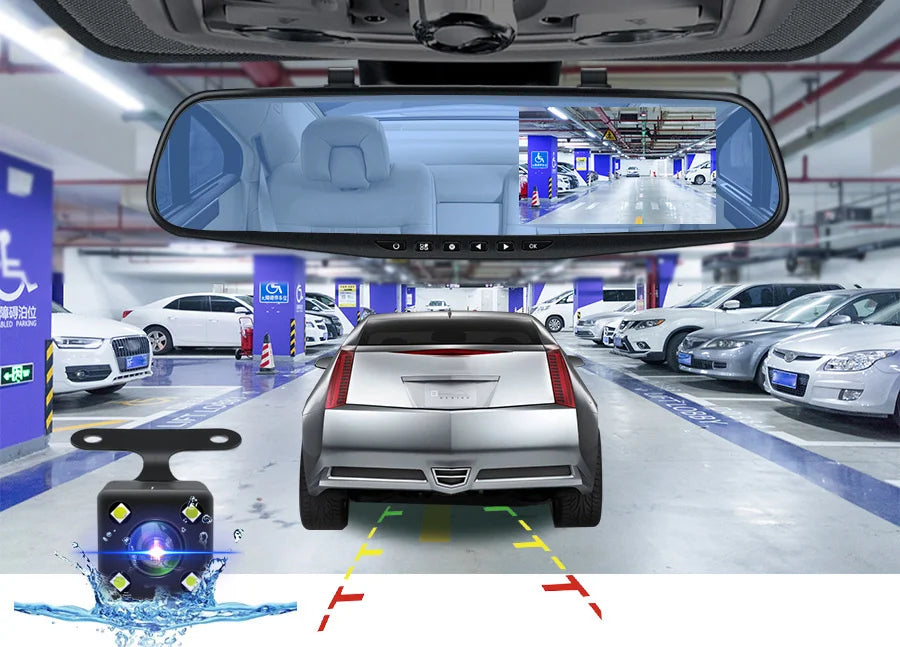 Dashcam, double caméra 1080P avant et intérieure, avec Vision nocturne IR, enregistrement en boucle, caméra DVR de voiture grand Angle.