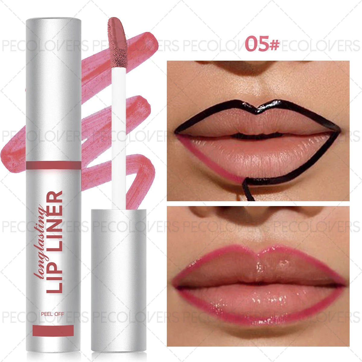 Gloss à lèvres mat peel-off (1 pièce) - Teinte à lèvres longue tenue et résistante à l'eau, disponible en nuances rouge-brun sexy pour toutes les carnations beige clair.