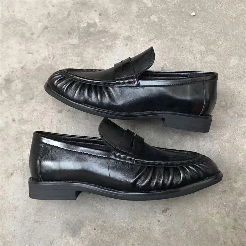 Nouvelles chaussures plates rétro françaises en cuir de veau véritable, fabriquées à la main, semelle en caoutchouc Le Fu pour femme, confortables et décontractées, faciles à enfiler.