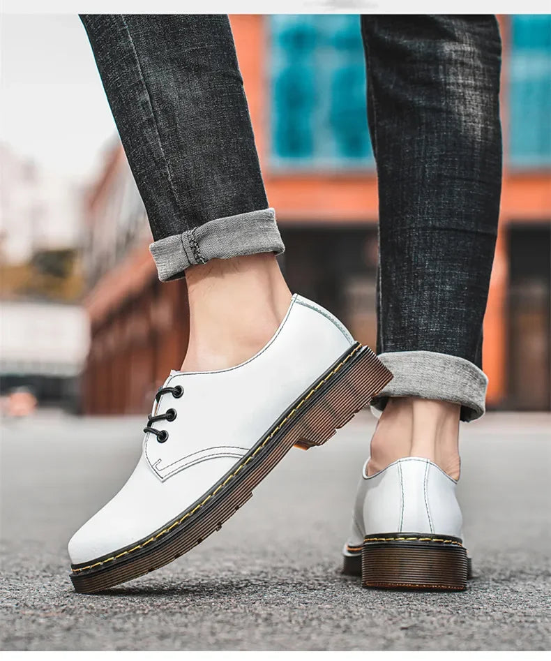 Chaussures homme tendance en cuir véritable, chaussures unisexes décontractées, mocassins plats respirants et antidérapants pour l'extérieur.