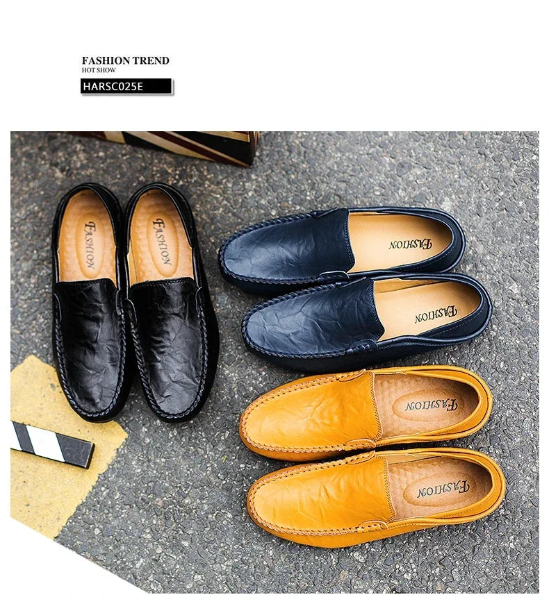 Chaussures homme décontractées en cuir véritable, mocassins, chaussures bateau de créateur, haute qualité, pointures 37 à 47.