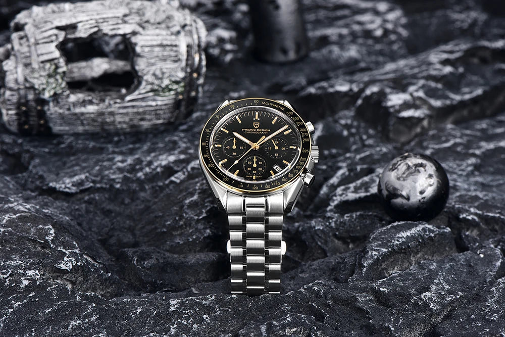 Montre Chronographe Homme Or – Quartz VK63, Verre Saphir Anti-Reflet