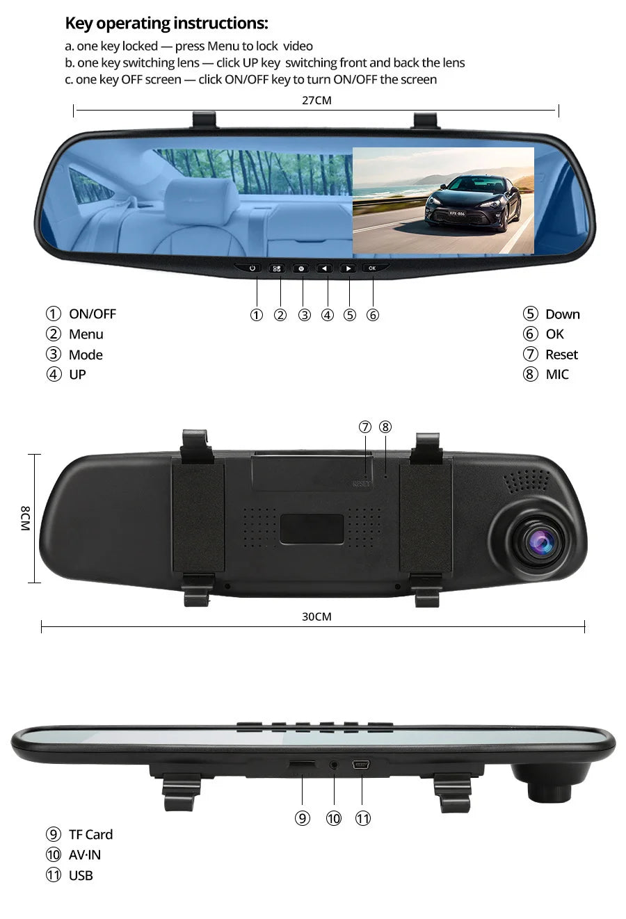 Dashcam, double caméra 1080P avant et intérieure, avec Vision nocturne IR, enregistrement en boucle, caméra DVR de voiture grand Angle.