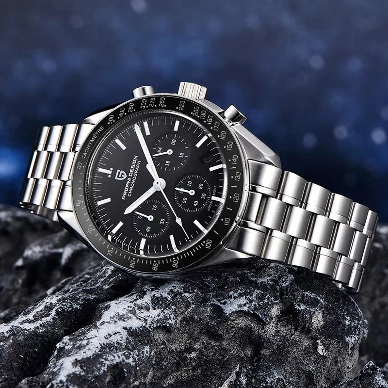 Montre Chronographe Homme Or – Quartz VK63, Verre Saphir Anti-Reflet