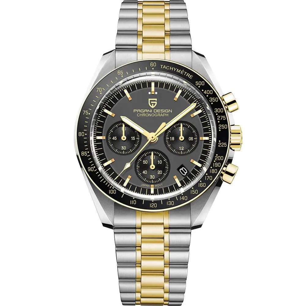 Montre Chronographe Homme Or – Quartz VK63, Verre Saphir Anti-Reflet