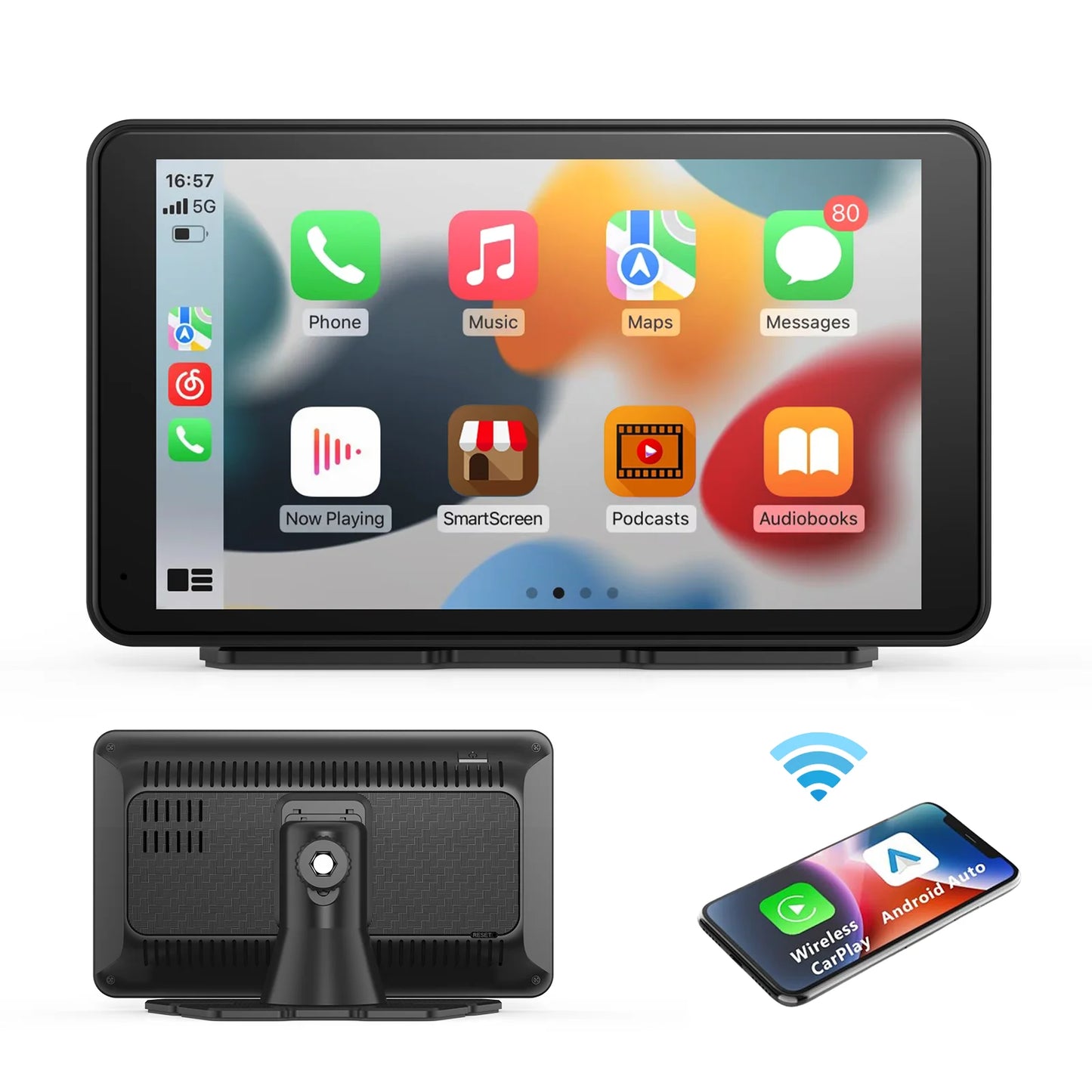 Autoradio multimédia Pionray 7/9/10,26 pouces compatible CarPlay et Android Auto, écran tactile IPS, prise en charge AUX, USB et caméra de recul