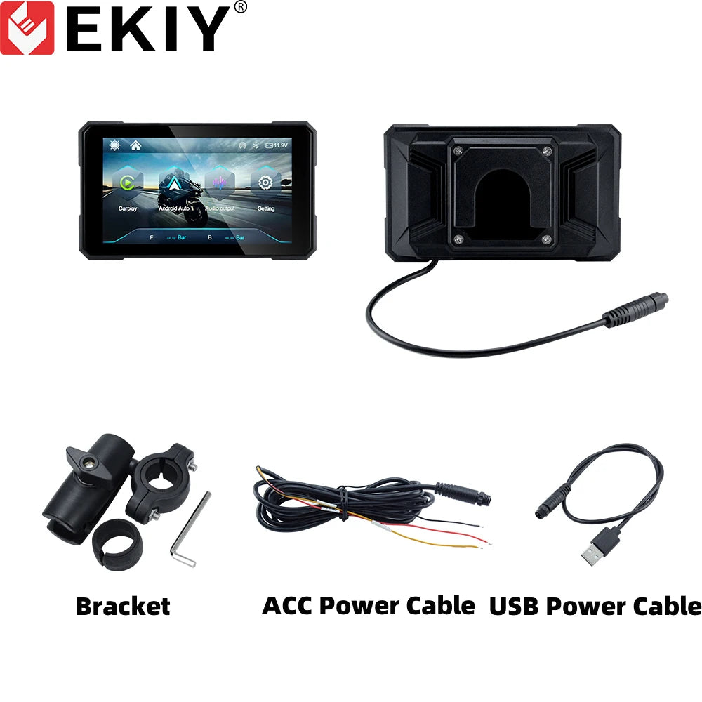 Écran Moto GPS 5” Sans Fil CarPlay & Android Auto – Tableau de Bord Numérique Portable, Navigation GPS, Écran Amovible Étanche pour Moto