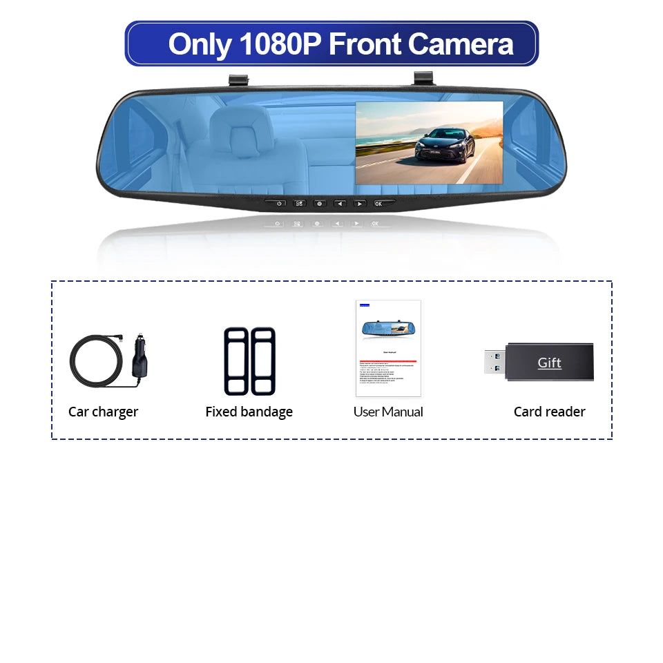 Dashcam, double caméra 1080P avant et intérieure, avec Vision nocturne IR, enregistrement en boucle, caméra DVR de voiture grand Angle.
