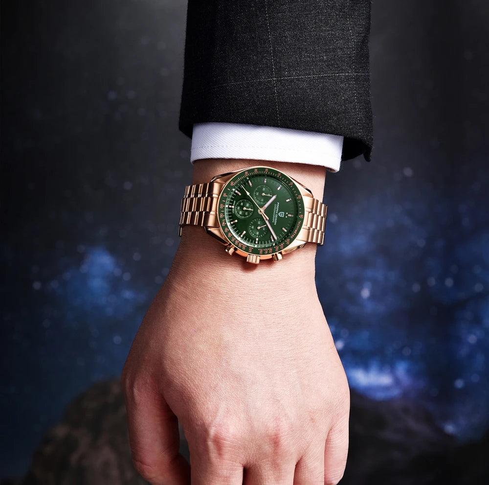 Montre Chronographe Homme Or – Quartz VK63, Verre Saphir Anti-Reflet