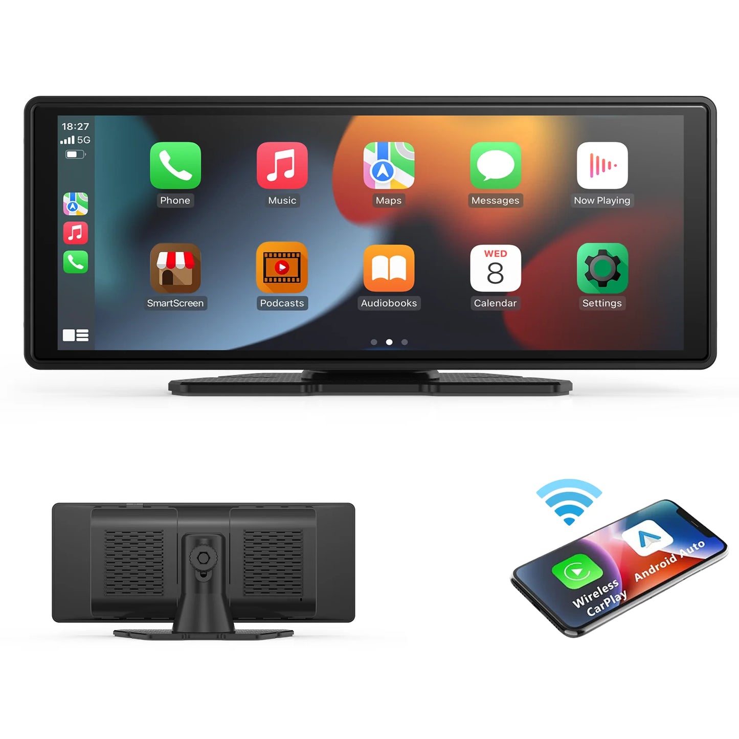Autoradio multimédia Pionray 7/9/10,26 pouces compatible CarPlay et Android Auto, écran tactile IPS, prise en charge AUX, USB et caméra de recul
