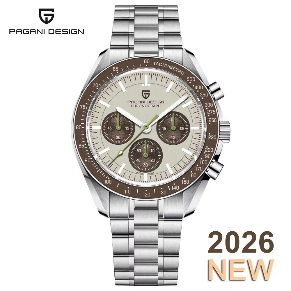 Montre Chronographe Homme Or – Quartz VK63, Verre Saphir Anti-Reflet