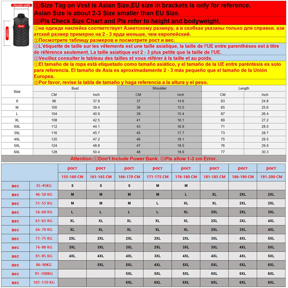 Gilet Chauffant Électrique 9 Zones – Veste Chauffante USB Unisexe pour Camping, Sport & Hiver
