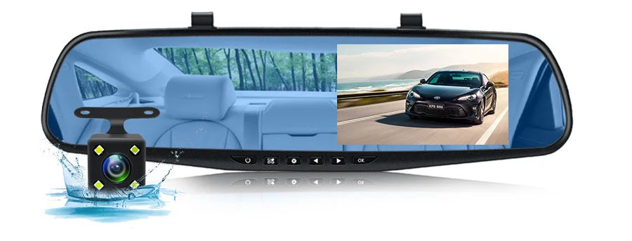 Dashcam, double caméra 1080P avant et intérieure, avec Vision nocturne IR, enregistrement en boucle, caméra DVR de voiture grand Angle.