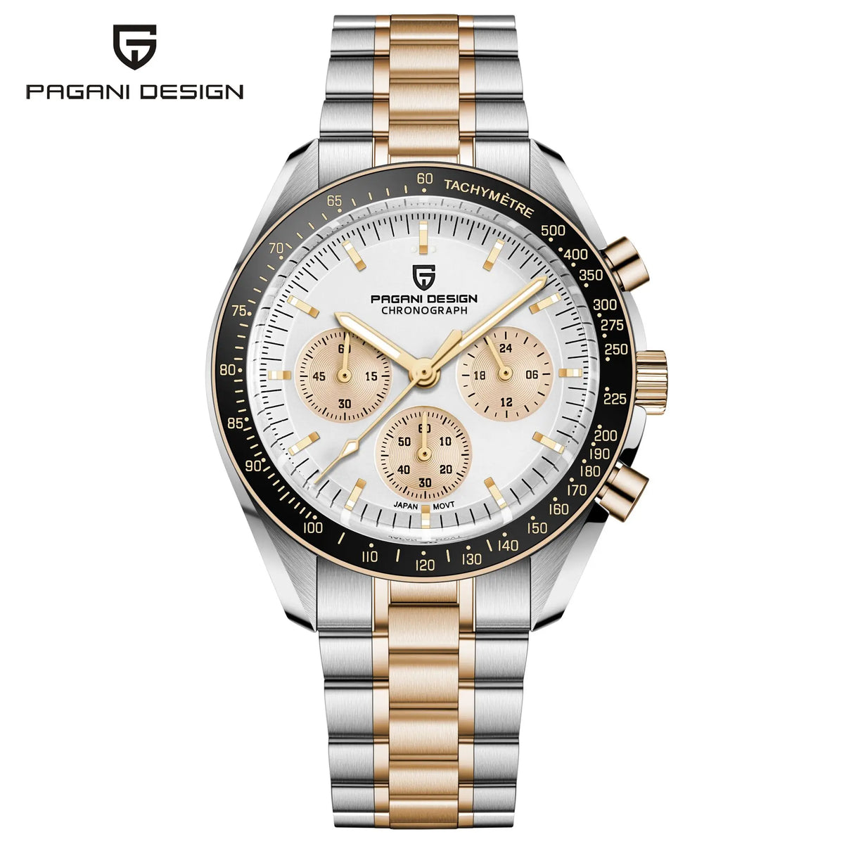 Montre Chronographe Homme Or – Quartz VK63, Verre Saphir Anti-Reflet
