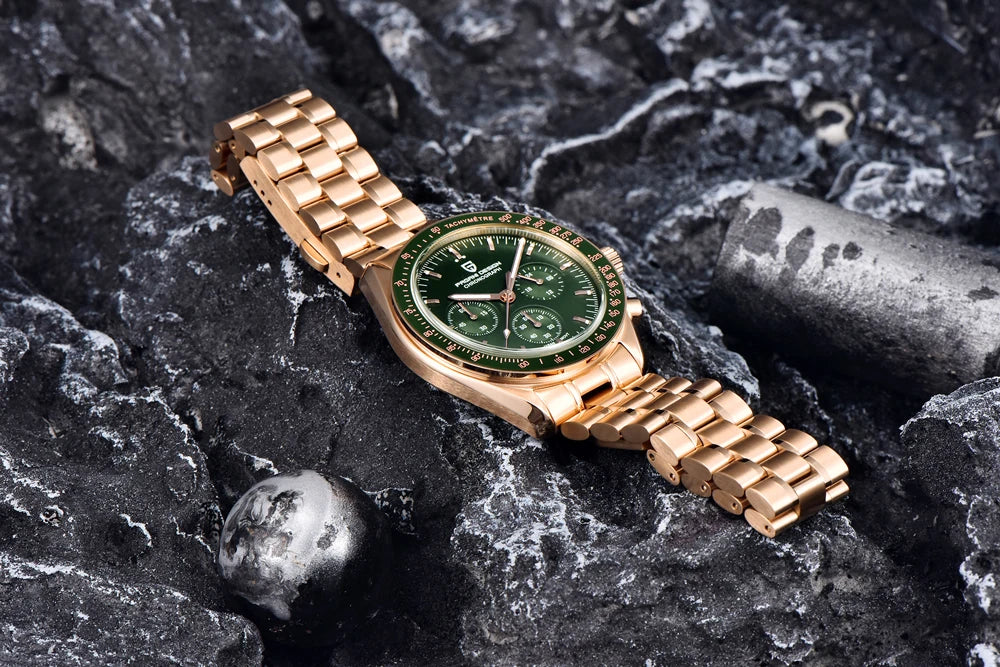 Montre Chronographe Homme Or – Quartz VK63, Verre Saphir Anti-Reflet