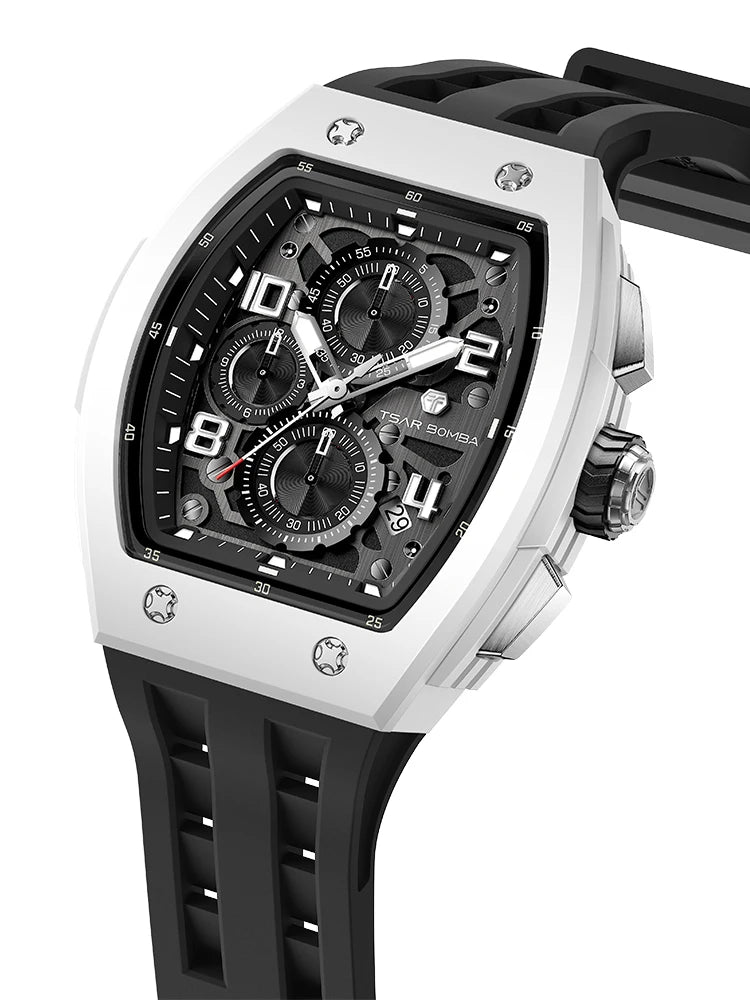 Montre Tonneau Luxe Homme – Acier Inoxydable Étanche