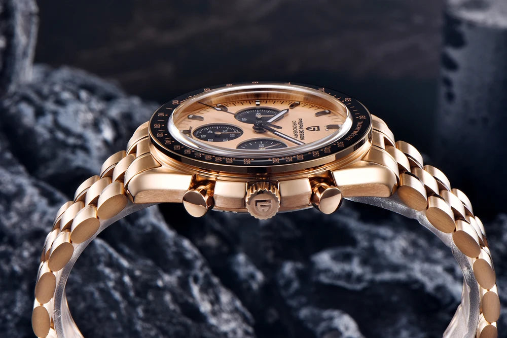 Montre Chronographe Homme Or – Quartz VK63, Verre Saphir Anti-Reflet