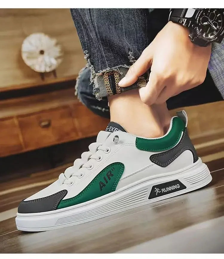 Chaussures homme en cuir basses, tendance et décontractées, idéales pour la course et le sport.