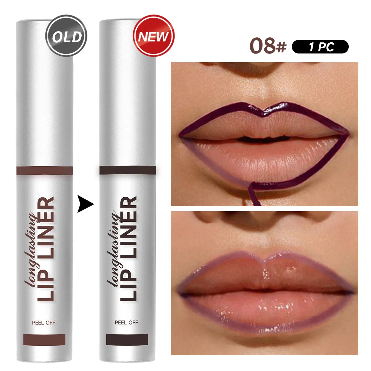 Gloss à lèvres mat peel-off (1 pièce) - Teinte à lèvres longue tenue et résistante à l'eau, disponible en nuances rouge-brun sexy pour toutes les carnations beige clair.