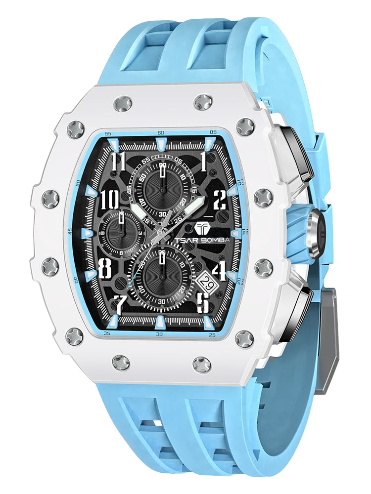 Montre Tonneau Luxe Homme – Acier Inoxydable Étanche
