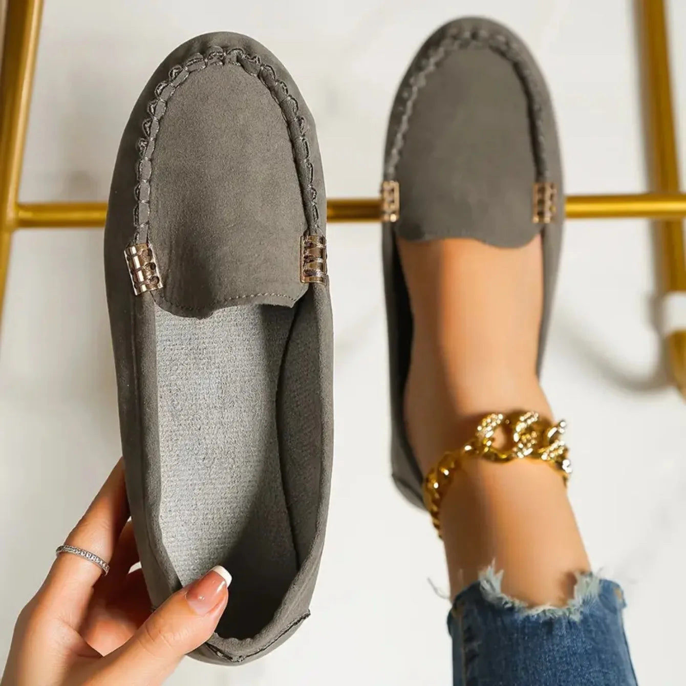 Chaussures décontractées pour femmes 2024 Nouveauté printemps-automne Mocassins plats Chaussures tendance pour femmes Chaussures plates en denim souple antidérapantes Zapatos De Mujer