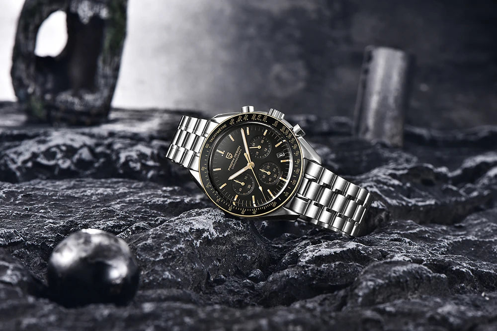 Montre Chronographe Homme Or – Quartz VK63, Verre Saphir Anti-Reflet