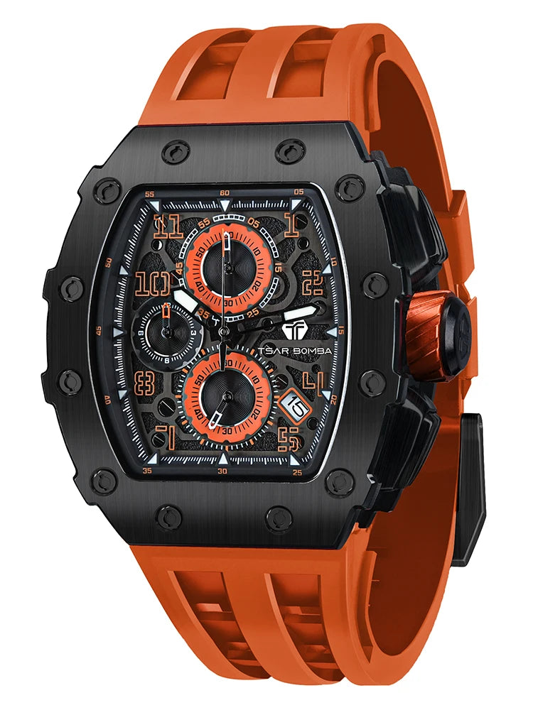 Montre Tonneau Luxe Homme – Acier Inoxydable Étanche