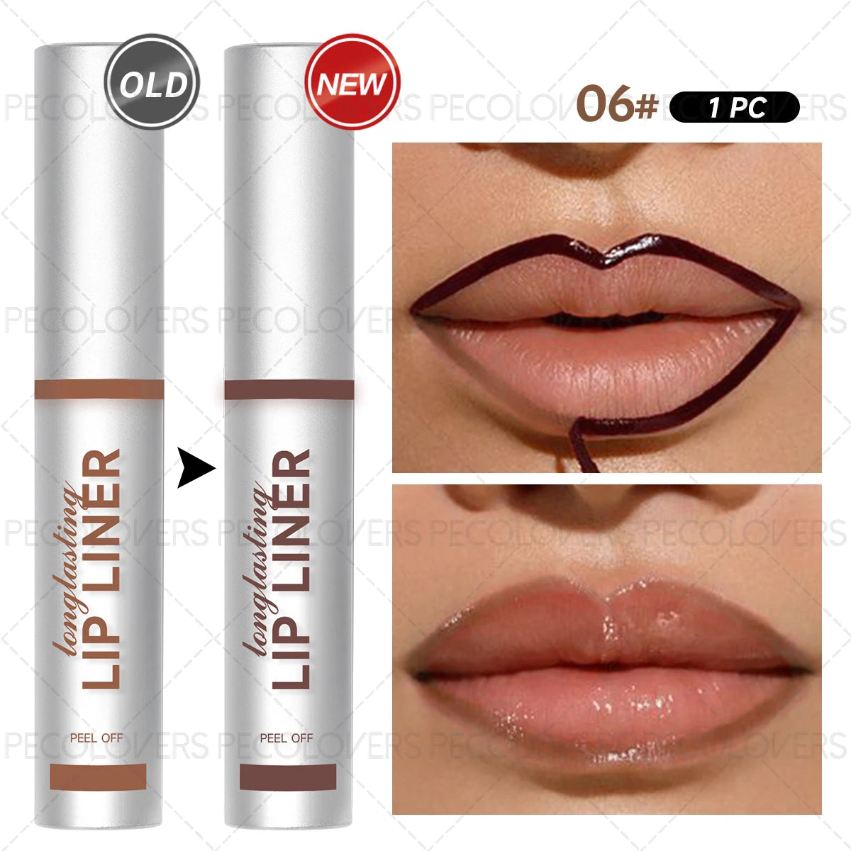 Gloss à lèvres mat peel-off (1 pièce) - Teinte à lèvres longue tenue et résistante à l'eau, disponible en nuances rouge-brun sexy pour toutes les carnations beige clair.