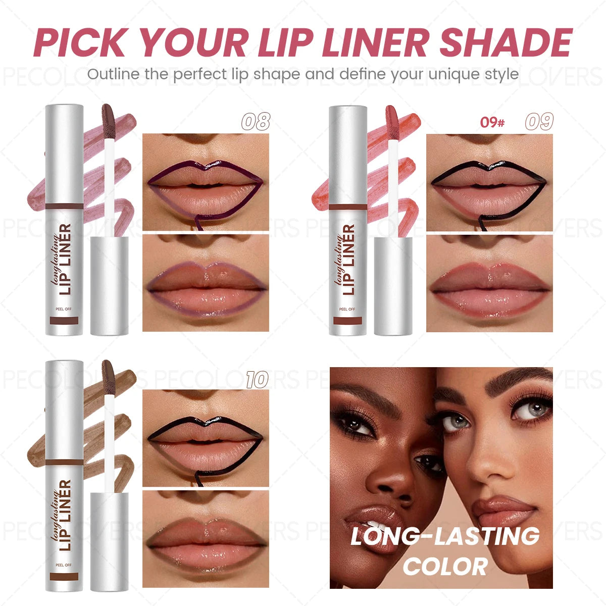 Gloss à lèvres mat peel-off (1 pièce) - Teinte à lèvres longue tenue et résistante à l'eau, disponible en nuances rouge-brun sexy pour toutes les carnations beige clair.