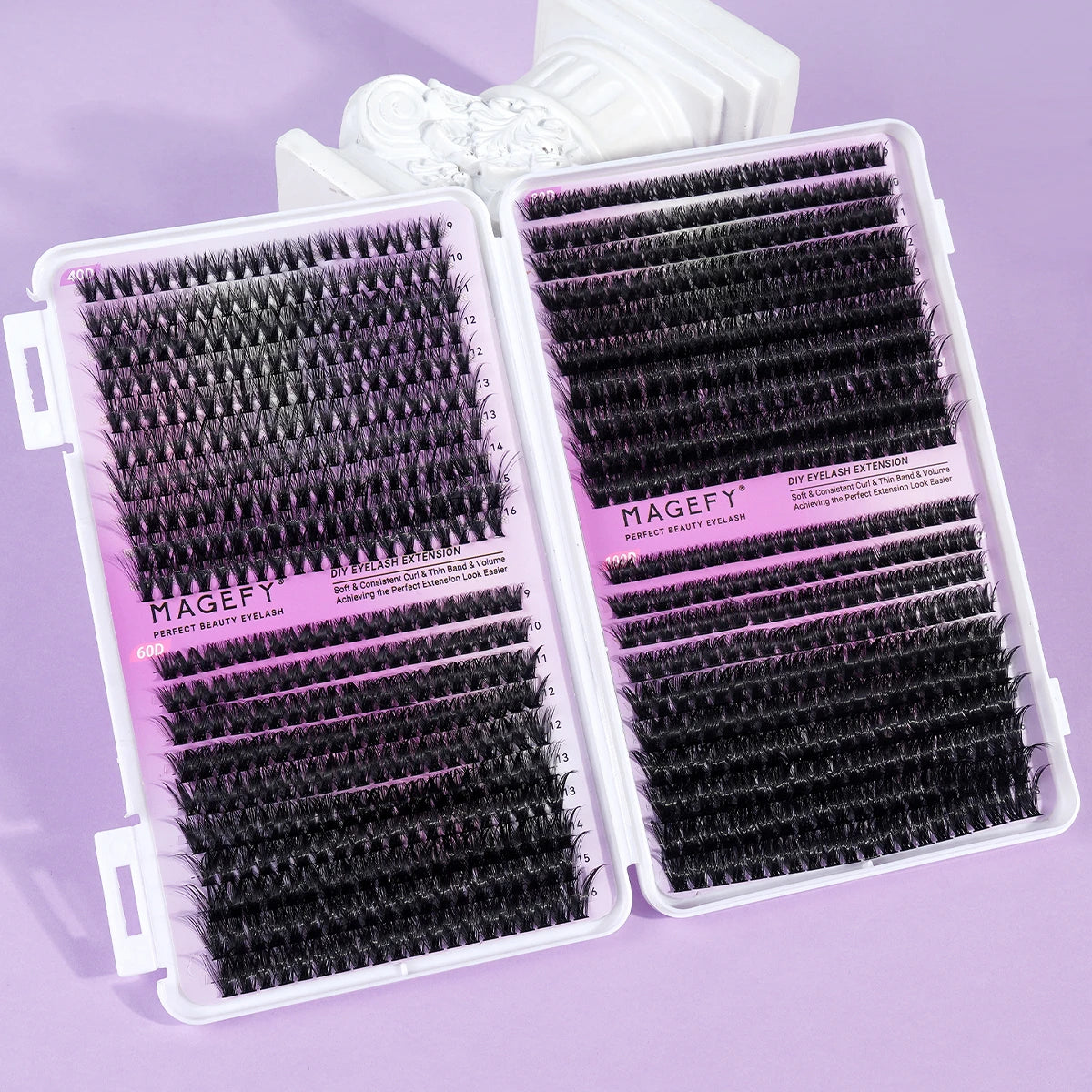 Kit d'extensions de cils MAGEFY à faire soi-même : 800 extensions de cils en touffes de 80D/100D, cils individuels fins (9-18 mm).