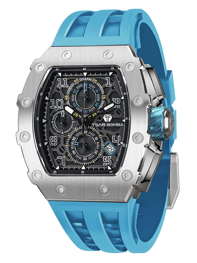 Montre Tonneau Luxe Homme – Acier Inoxydable Étanche